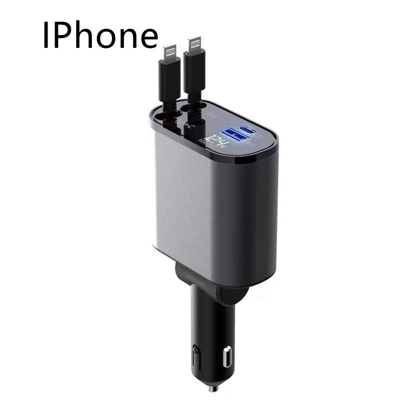 Metal Car Charger 100W Super Fast Charging Car Cigarette Lighter USB And TYPE-C Adapter - ShopWay
