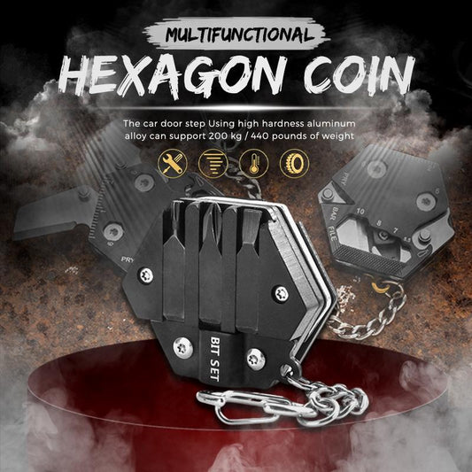Multifunctional Hexagon Coin Pocket Knife Folding Knife Outdoor Tool - ShopWay