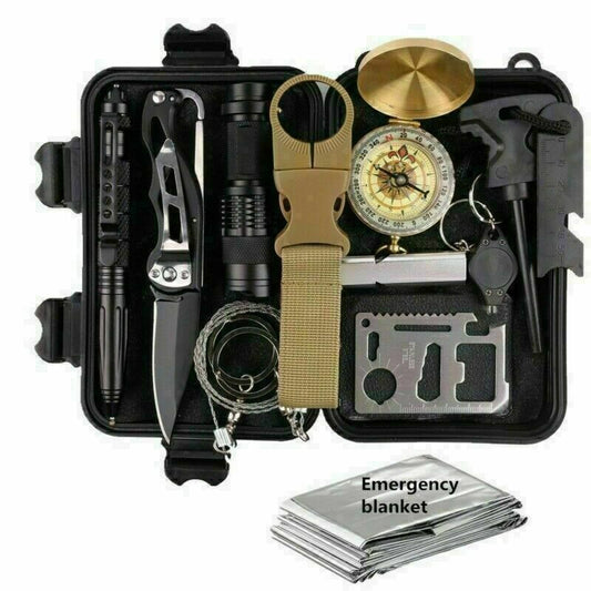 14-In-1 Outdoor Emergency Survival Kit Camping Hiking Tactical Gear Case Set Box - ShopWay