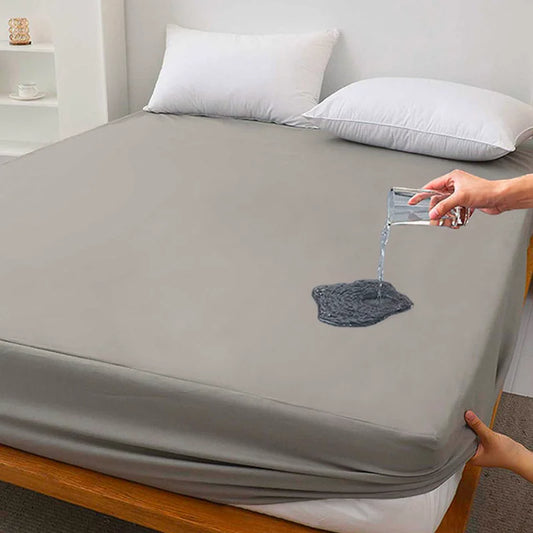 Waterproof Bed Fitted Sheet Soft Breathable Mattress cover Grey Queen/King/Twin/Full