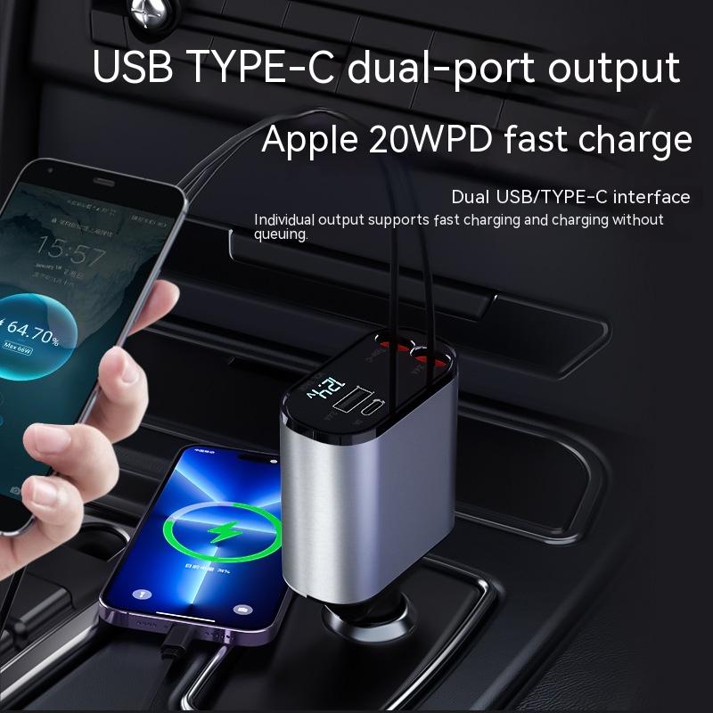 Metal Car Charger 100W Super Fast Charging Car Cigarette Lighter USB And TYPE-C Adapter - ShopWay